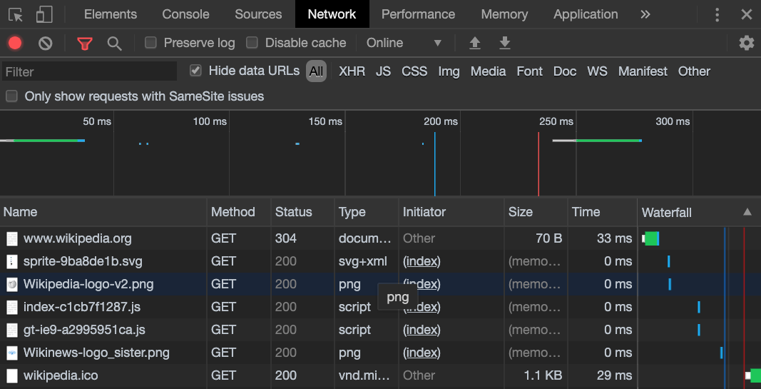 browser network tab