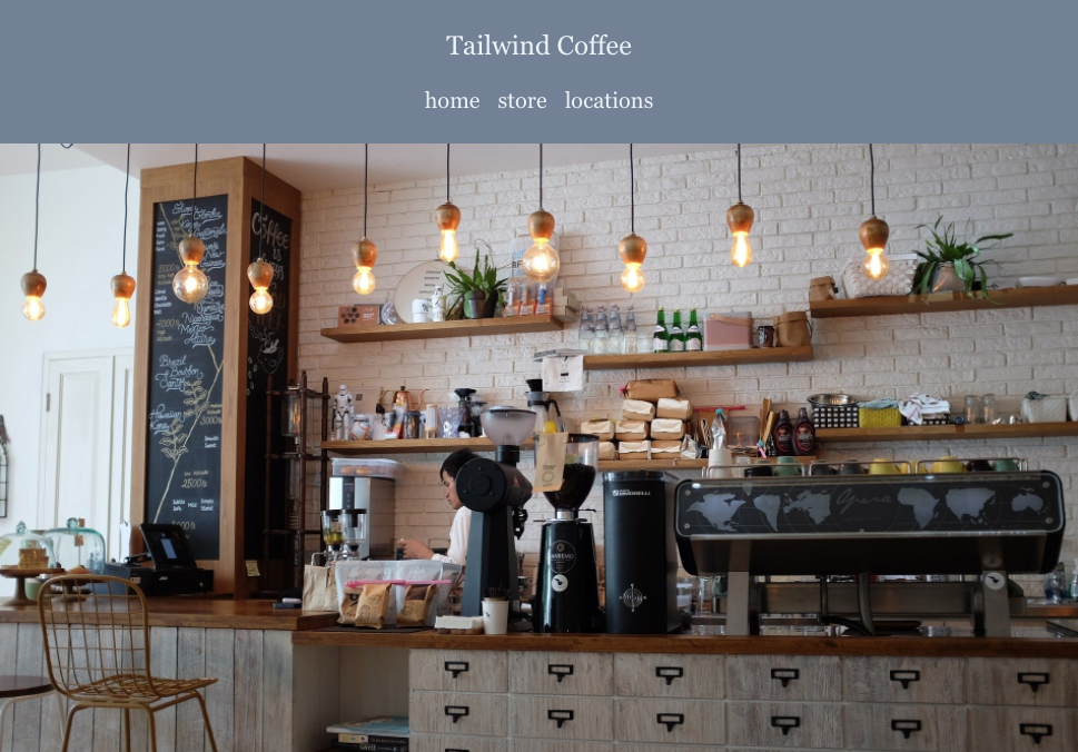 tailwind coffee header